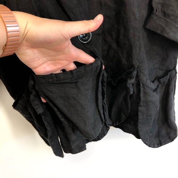 La Bass Black Linen Jacket Blazer - Picture 4 of 5